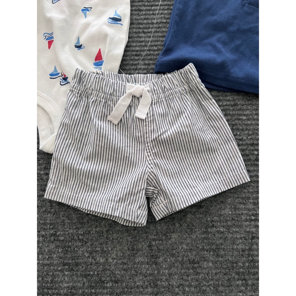 Carters Just One You Newborn Boys 3pc Nautical Sailboat Set Preppy Blue White - Picture 3 of 8